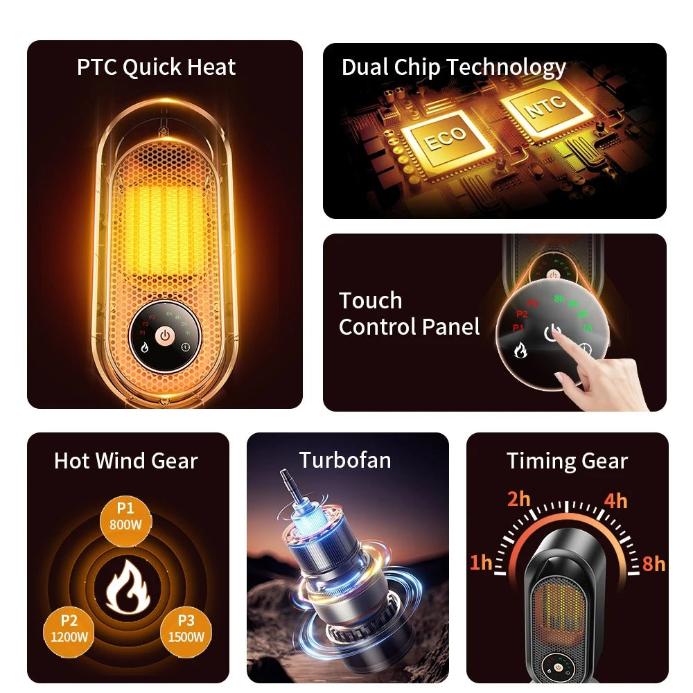 1000W Mini Desktop Fan Heater